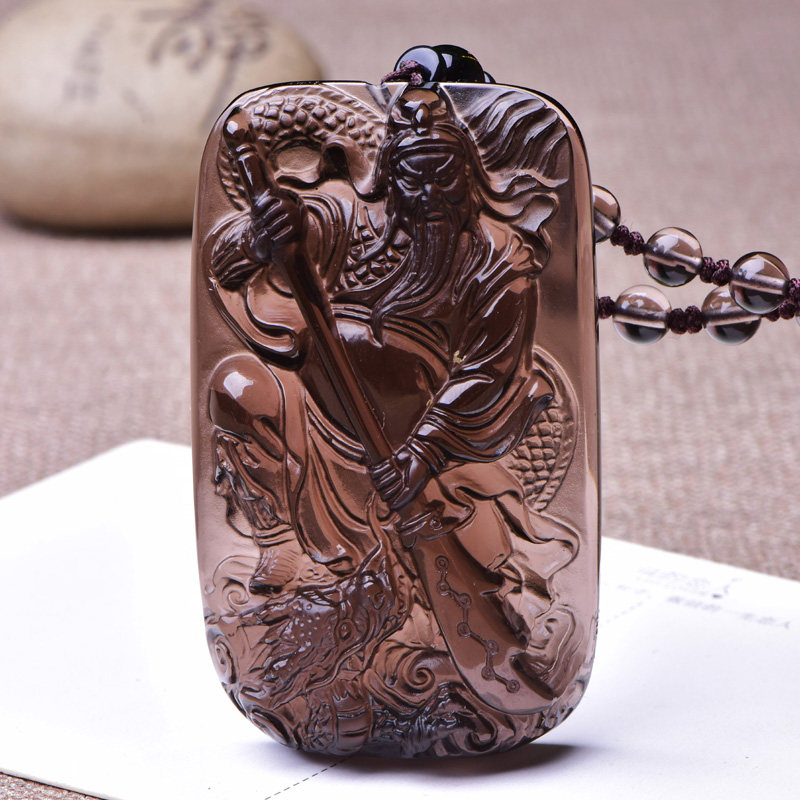 Open ice obsidian Guan Gong pendant men's and women's Wu God of wealth pendant Fortune pendant auspicious gifts