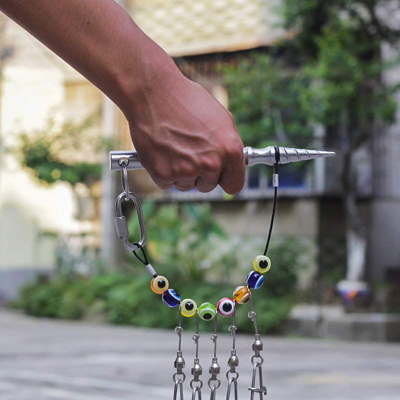 Multi-purpose fish lifter live fish buckle ground plug aluminum alloy live fish lock accessories tent ground nail self-defense tactical short stick