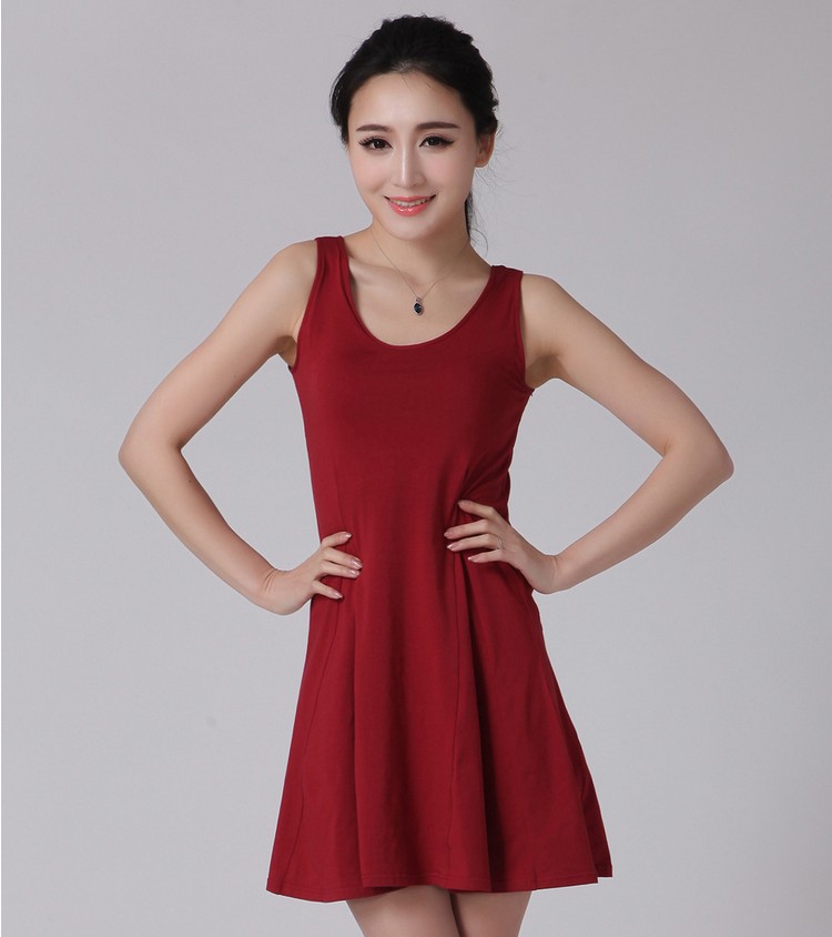 Của phụ nữ cotton không có vành ly với ngực pad không tay nightdress nhà vest váy ăn mặc đồ ngủ đổ váy