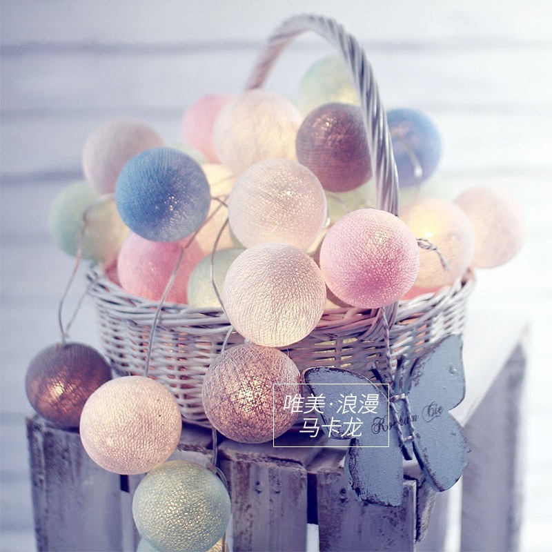 Romantic Decorative Lights Strings ROMANTIC FESTOONS THAI COTTON THREAD BALL BATTERIES MACARON CHRISTMAS LIGHTS