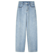 Goodland 2024 spring new style straight-cut straight wide-leg jeans without side seams