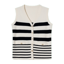 Goodland 2024 Spring New Bridget Riley Striped Vest Wool Blended Vest