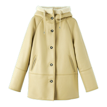 YINER specializes in womens winter temperament hooded design sheared sheepskin fur