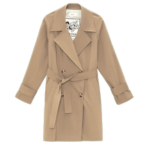 YINER womens spring womens retro British style double-breasted windbreaker jacket
