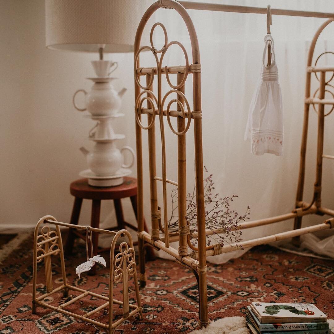 Small forest rattan Whirlpool cabinet rack Nordic children's natural rattan wardrobe rack mini headscarf hair strap rack