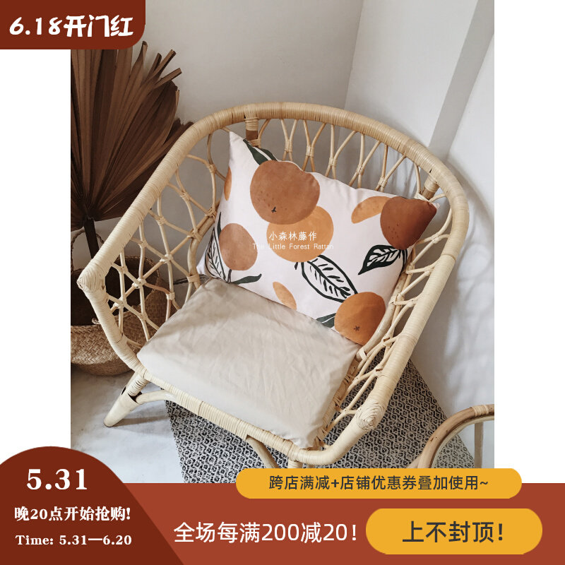 Small Forest Single single rattan chair sofa Indonesia natural woven vines Chair Minjuku Home Authentic Rattan tea table Composition
