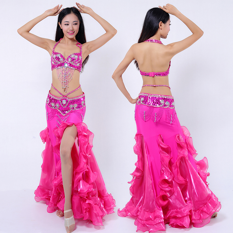 South Lavender Belly Leather Dance Suit 2021 new performance outfit High-end Stage Costume to serve beginners handmade