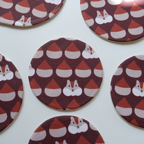 Squirrel Hazelnut Round Oval Handmade Fabric Cotton and Linen Quilted Coaster Tea Mat Daily Cute Little Things