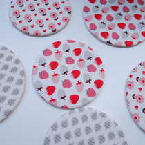 Little Strawberry Handmade Fabric Round Padded Placemat Coaster Oval One-person Tea Mat