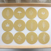 Flower grass embroidery cotton linen 10cm round clip Cotton Cup cushion tea mat cute little object