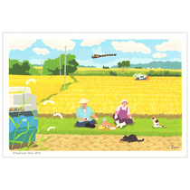 (TIME OF THE YEAR) Japanese Brigade Cat Postcard Postcard Season View B Meridian Break of the Rice Cut Rice 1