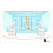 (TIME OF THE YEAR) Japanese Brigade Cat Postcard Season View B Snow Days Initial Visit to the Snowy Sky