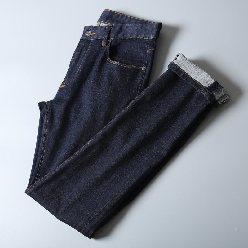 巨实惠 男士修身小直筒深蓝色牛仔裤 四季款清淡微水洗牛仔裤 男