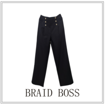 (Braid bosss home) Spring wide-legged double buckle straight pants AL2117