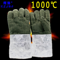 1000 Degrees High Temperature Resistant Gloves Insulation Gloves Industry Five Fingers Flexible Anti-Burn High Temperature Thickened Fireproof Anti-Heat