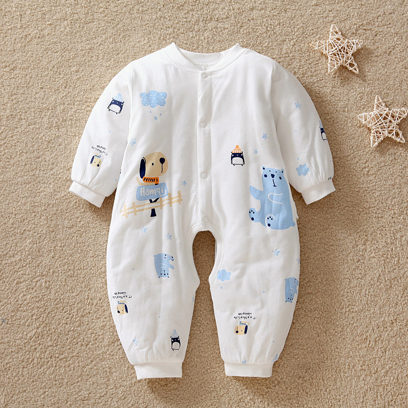 Baby Winter Jumpsuit, Hamiki Boys' Cotton-Padded Warm Thickened Open-Crotch Romper, Newborn Crawling Clothes, Cotton Clothing Baby Winter Jumpsuit, Hamiki Boys' Cotton-Padded Warm Thickened Open-Crotch Romper, Newborn Crawling Clothes, Cotton Clothing