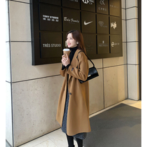 South Koreas Oniao wool double-sided cashmere coat Womens Mid-length 2020 new winter temperament woolen jacket