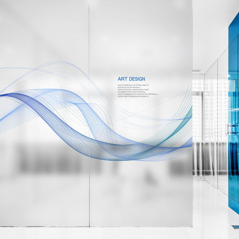 Floating Fashion Line Type Company Commercial Frosted Glass Stickers Office Room Company Hall Glass Cling Film