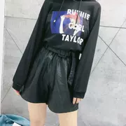 Dễ dàng tạo dáng cho đôi chân thon thả ~ 18 mùa thu thun co giãn thời trang Quần short da PU