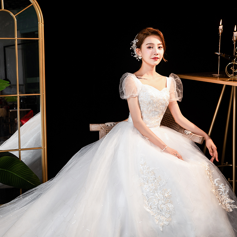One -shoulder wedding dress 2023 New bride's tail main gauze French temperament small subdist, super immortal dream and simply One -shoulder wedding dress 2023 New bride's tail main gauze French temperament small subdist, super immortal dream and simply