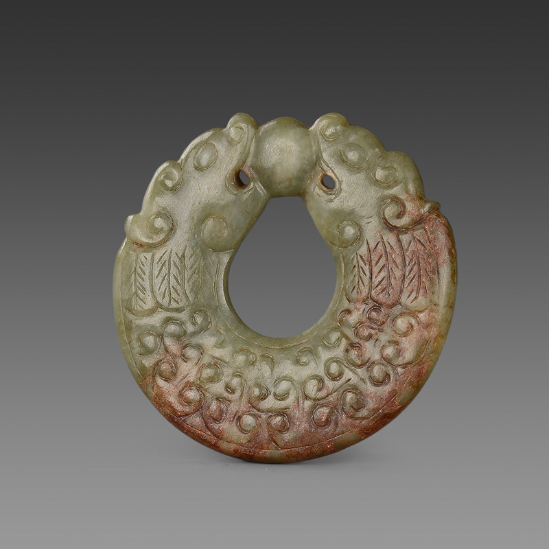 漢代 双龍鳳玉璧 龍鳳呈祥 古玉和田玉 中国美術装身具アンティーク