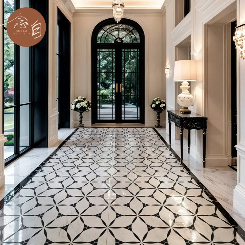Imitation Marble Mosaic Tiles Stone Parquet Wall Tiles Kitchen Bathroom Bathroom Entrance Restaurant Non-Slip Floor Tiles