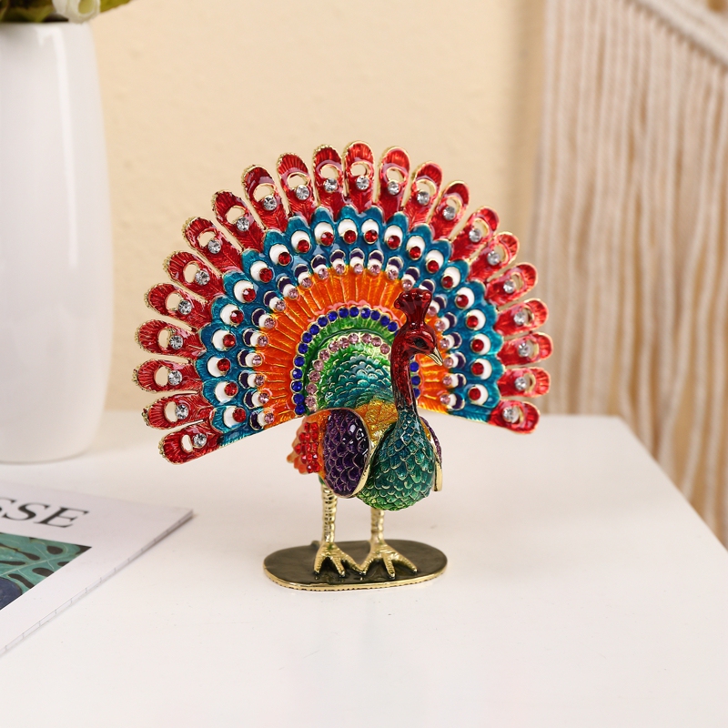 Enamel Craft Alloy Peacock Feng Shui Ornament Scenic Spot Souvenir Creative Home Gift Model Room Decoration