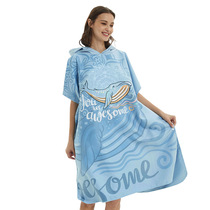 HOTMANGO quick-drying Cape bath towel diving warm coat swimming spa beach hooded bathrobe free blue whale