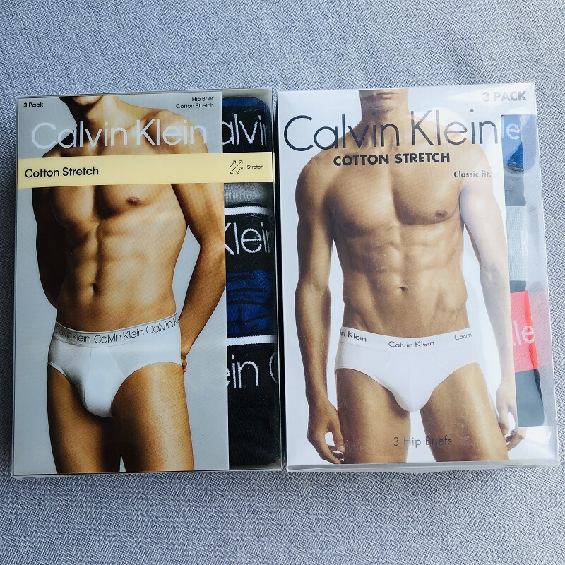 Ck Pure Cotton Men's Briefs U-Convex Stylish Comfortable Classic Low-Waist Briefs U2661 Three-Pack Large Size