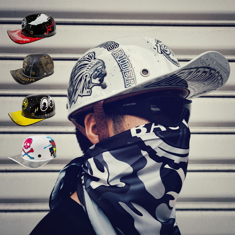 Summer Riding ladylike Halle Indian Painted Retro half helmet Scooter Electric Personality Baseball Cap Safety Helmet