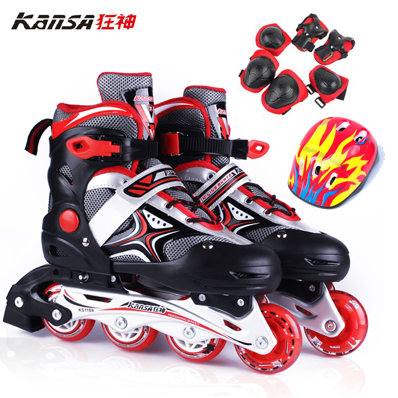 Ravine Skates Children Men And Women Full Suit Adjustable Flash Wheel Sliding Shoes Adults Straight Rows Of Roller Skates