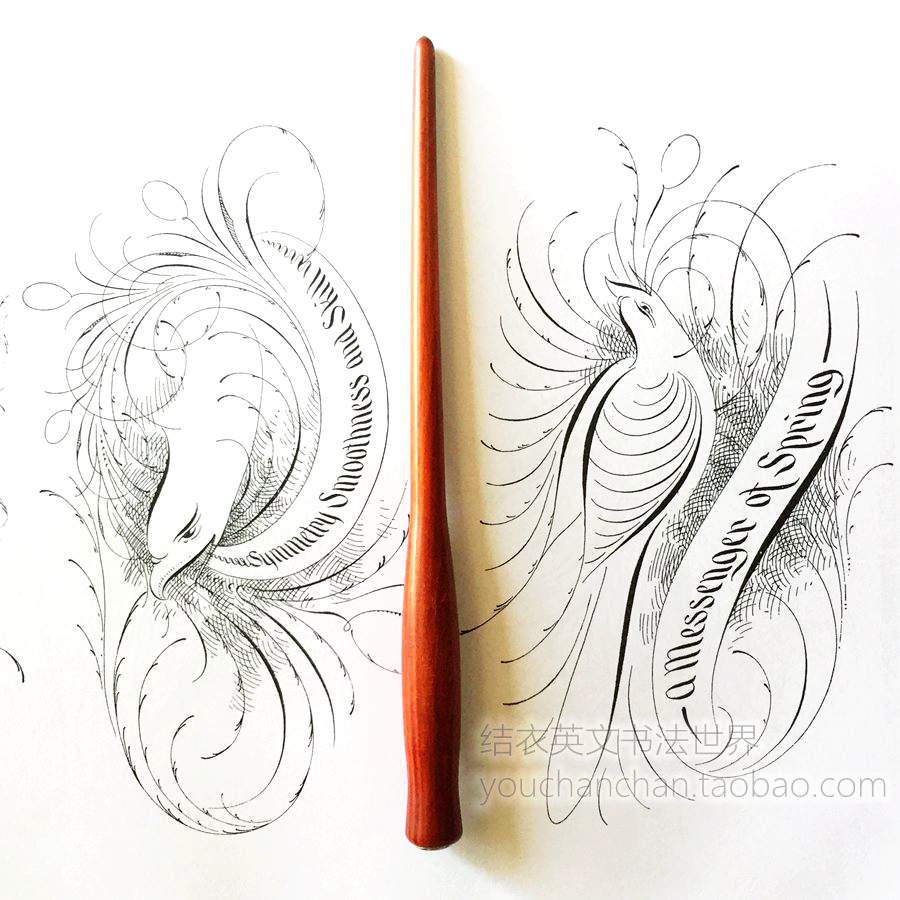 Jorllie streamlined solid wood dip pen straight rod Italian godhead