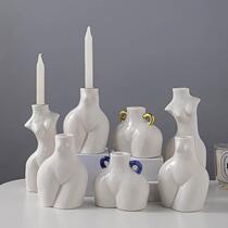 Vase decoration living room flower arrangement high-end rich bamboo white ceramic vase body art dry flower arrangement Nordic