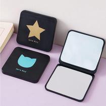 Carry womens exquisite office makeup mirror desktop portable small mirror double-sided foldable one side can be enlarged and stood up
