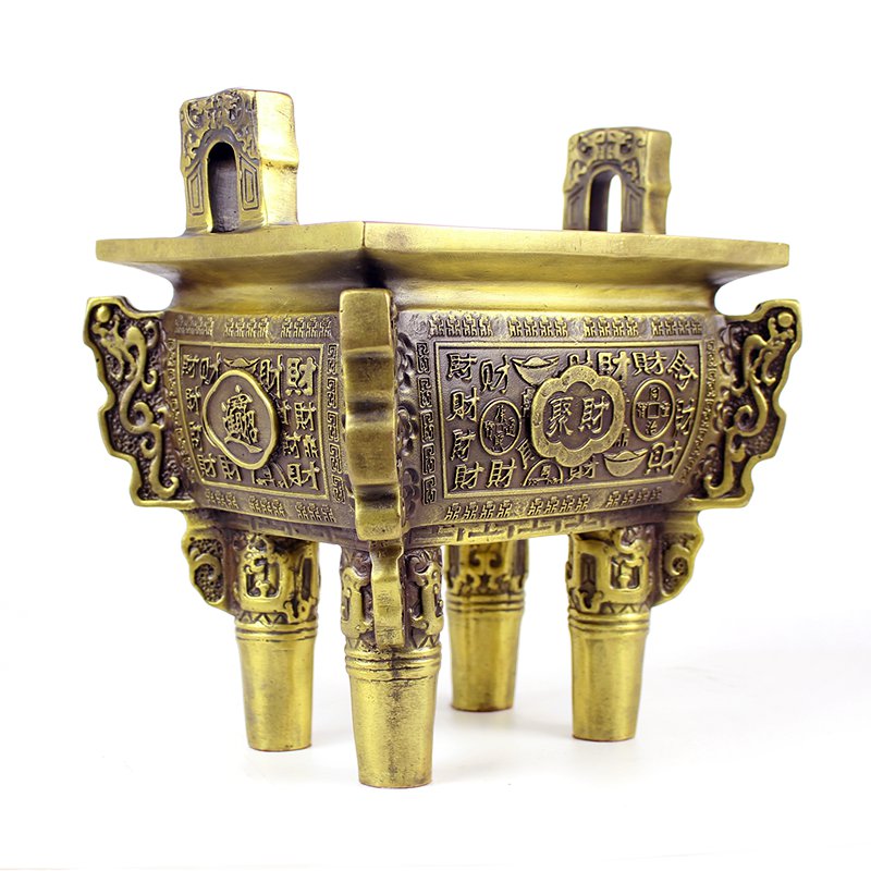 Xuanyou Tongding Decoration Company Jucai Pure Copper Fangding Craft Gift Decoration Small Ding Cent Burner Metal Office Decoration