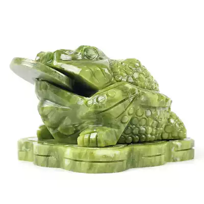 Xuanyou Jade three-legged golden toad ornaments large opening Jade Toad Jade Golden Cicada living room stone carving three-legged toad