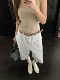 Xiajia ສີຂາວແບບ workwear ກ້ວາງ-legged ຊື່ກາງເກງຂາສັ້ນສາມໄຕມາດສໍາລັບແມ່ຍິງ 2026 ຕົ້ນພາກຮຽນ spring ໃຫມ່ສັ້ນ