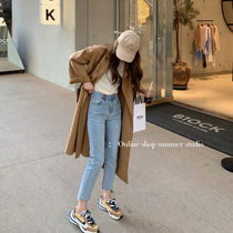 Summer home 2021 spring and autumn high waist light blue loose straight tube thin Joker jeans womens pipe pants