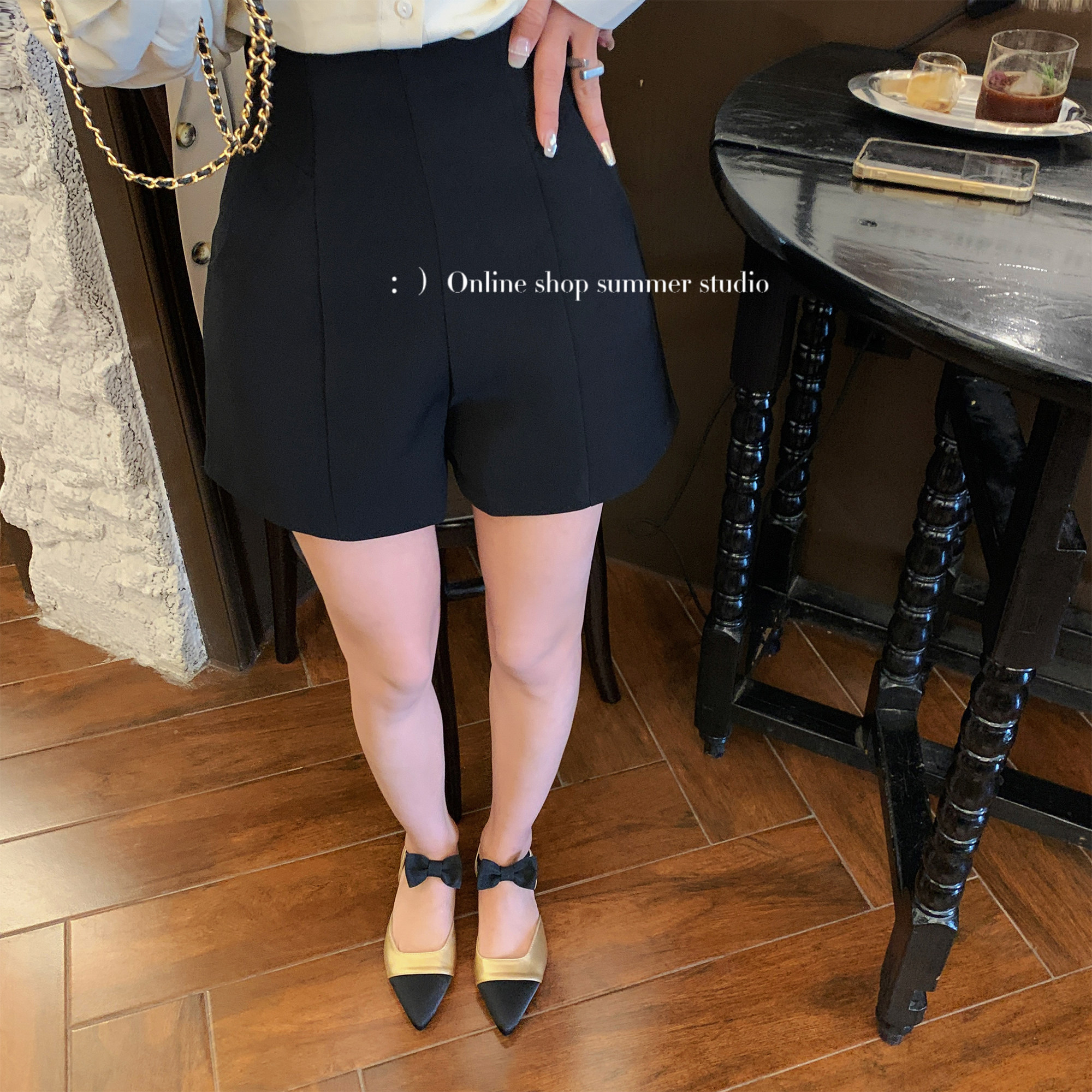 Summer home black casual suit shorts women winter outerwear high waist pants women autumn and winter 2022 new wide-leg pants