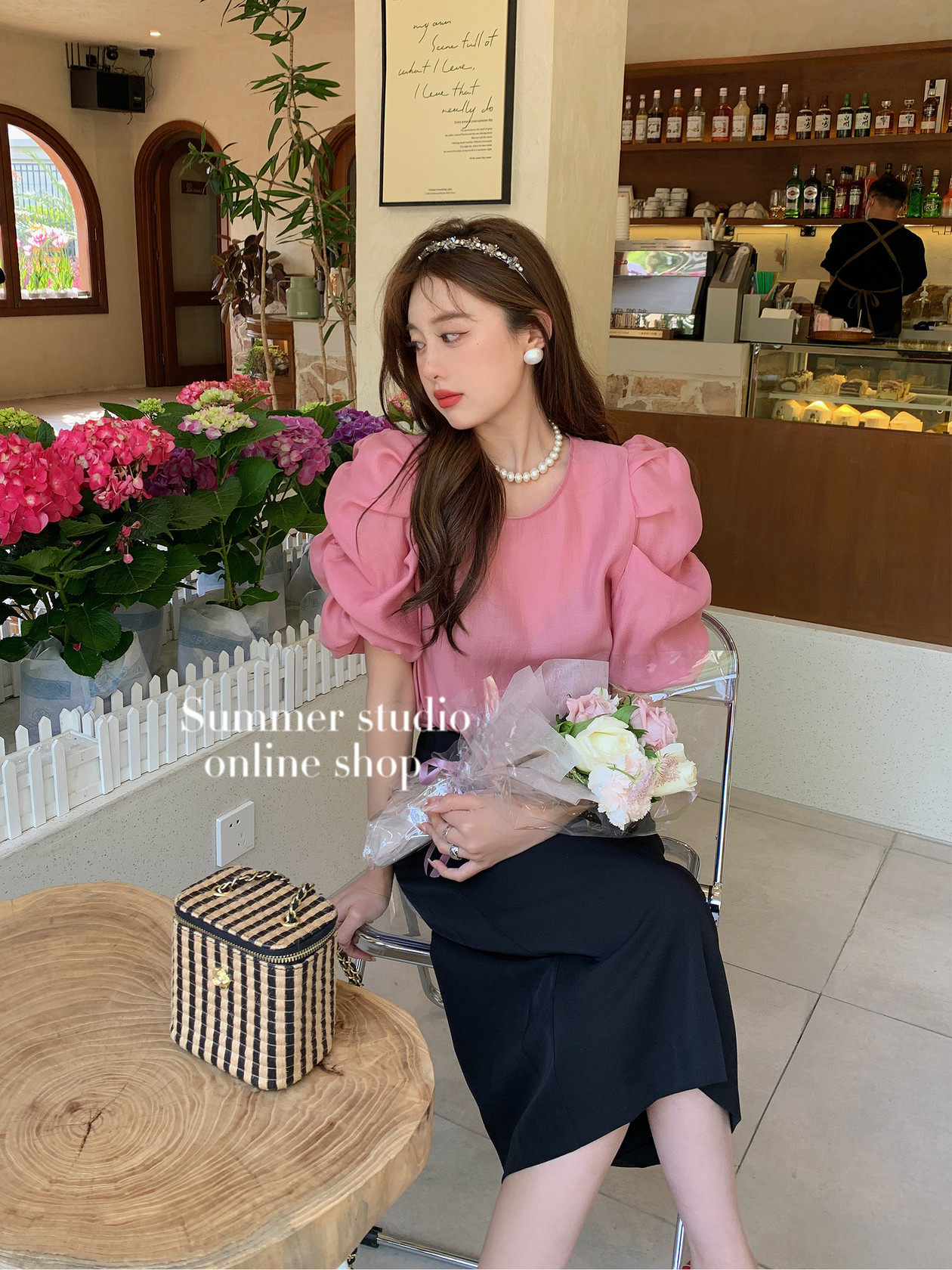 Summer Home High sense French style sweet and frosted sleeves Round Collar Temperament Snowspun Shirts Women Design Sensation