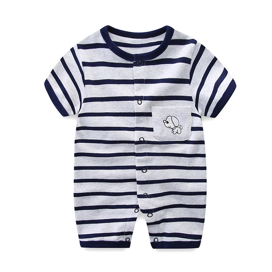 Baby short-sleeved jumpsuit summer romper romper men and women baby pajamas cotton summer thin section newborn clothes