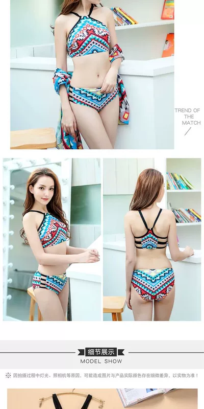 Áo tắm Shu Man của phụ nữ Ngực nhỏ có thép hỗ trợ áo mỏng gợi cảm Bộ bikini chia ba mảnh Tắm suối nước nóng - Bikinis