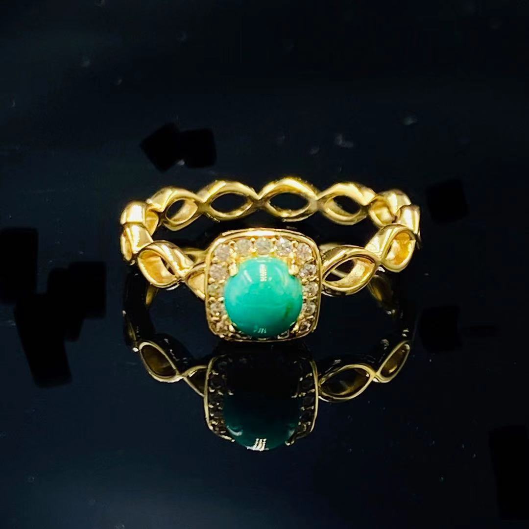 Hong Kong Amberman green pine full circle inlaid chain clause O-shaped ring live mouth