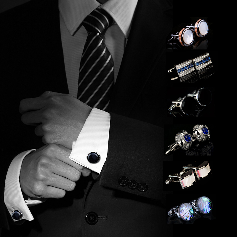 Opal cufflinks French shirt Sleeve nails Men's cufflinks Business cufflinks French buckle Gift box