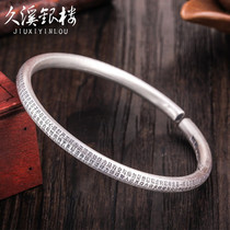 Jiuxi silver building S999 foot silver bracelet Buddha said auspicious warp female opening silver bracelet solid retro Buddha warp silver bracelet