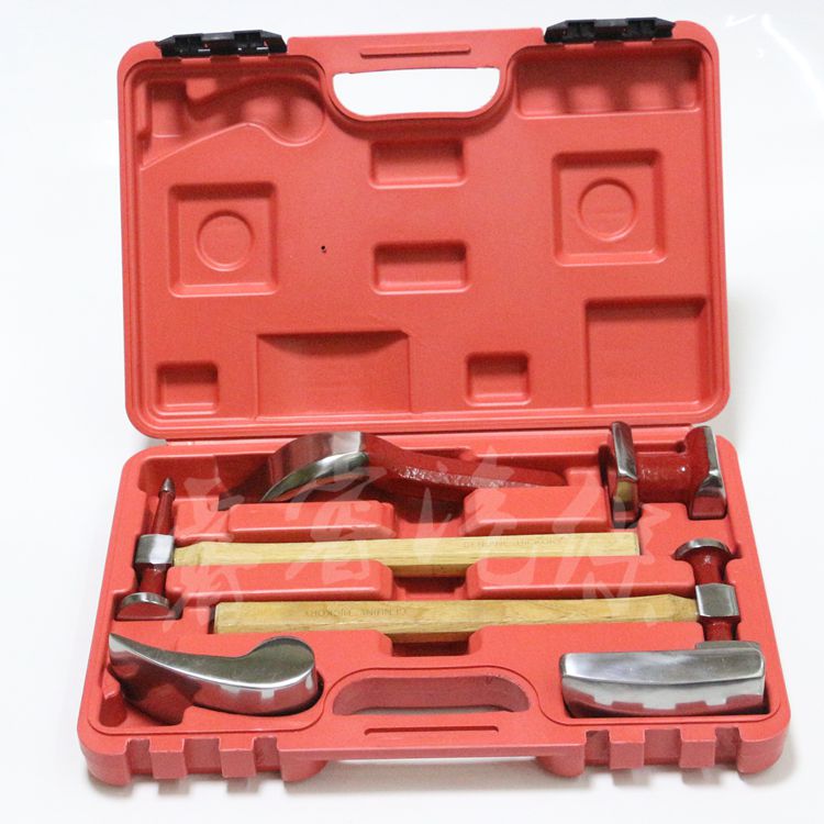 Forging 6 pieces auto repair sheet metal repair set lined with iron sheet metal hammer combination set tool concave face shaping