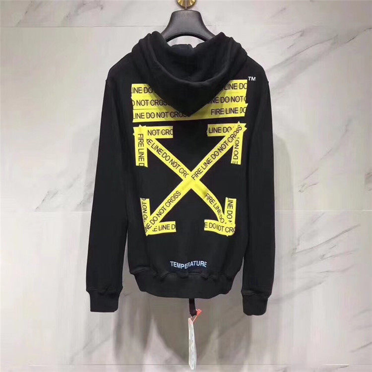 Tide brand off ow white19 couples cordon yellow zipper cardigan men's and women's hoodies sweater coat