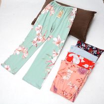 Wan Ninjia cotton modal home pants women fat MM middle-aged and elderly pregnant women flower size plus fat plus summer pajamas