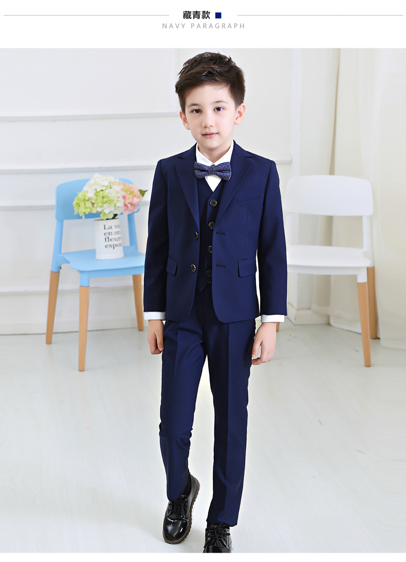 Phù hợp với trẻ em mùa thu hoa cô gái ăn mặc nam Hàn Quốc phiên bản của quần áo trẻ em ăn mặc trường tiểu học cậu bé máy chủ nhỏ phù hợp với quần áo trẻ sơ sinh