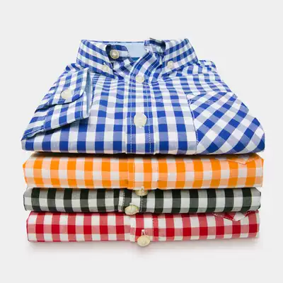 2021 spring thin children's long-sleeved mid-grid children's long-sleeved sunscreen shirt men and women children's plaid long-sleeved shirt